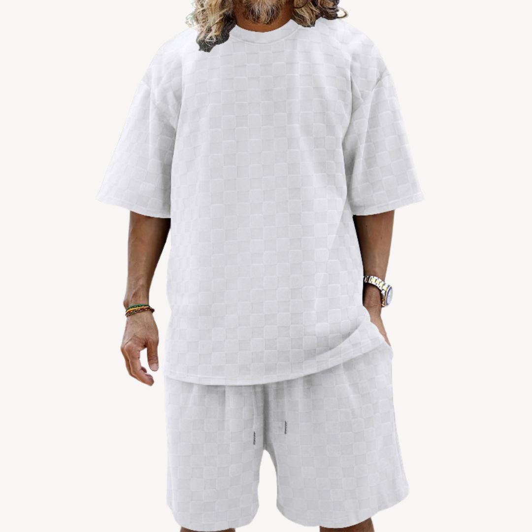 Men's Textured Checkered Two-Piece Outfit | Loravelle