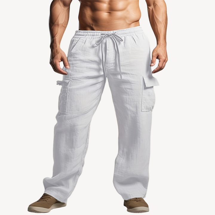 Men’s Linen Drawstring Cargo Pants – Casual Utility Trousers | Loravelle