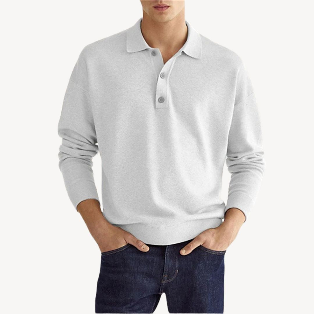 Men's Knit Polo Shirt Long Sleeve | Loravelle