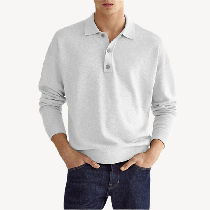 Men's Knit Polo Shirt Long Sleeve | Loravelle