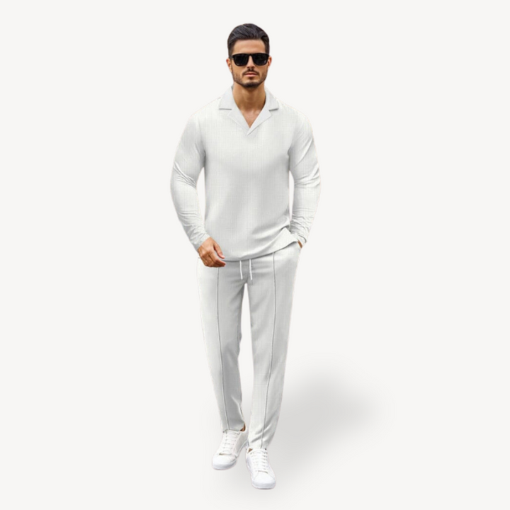 Men’s Casual Long Sleeve Polo Shirt with Drawstring Pants | Loravelle