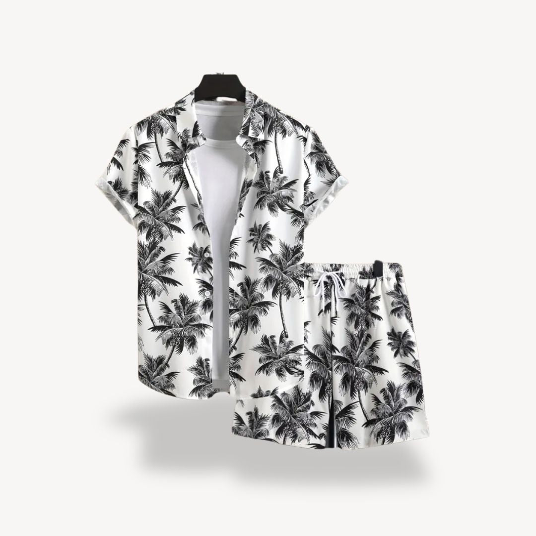 Men's Tropical Print Shirt Shorts Set | Loravelle