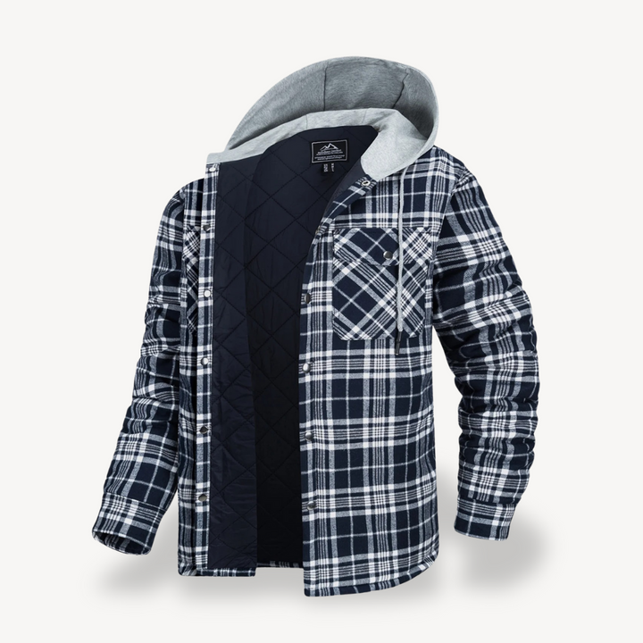 Plaid Quilted Hooded Jacket for Men | Loravelle
