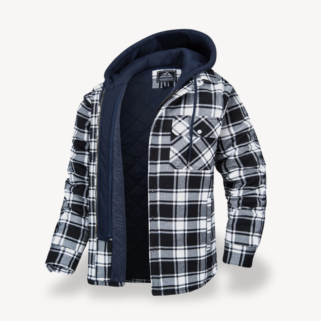 Men's Flannel Hooded Padded Jacket | Loravelle