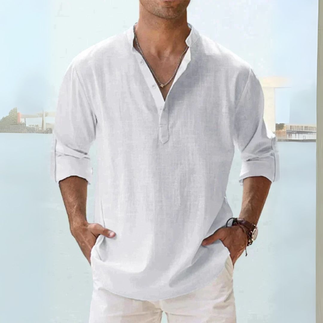Linen Henley Shirt Men | Loravelle