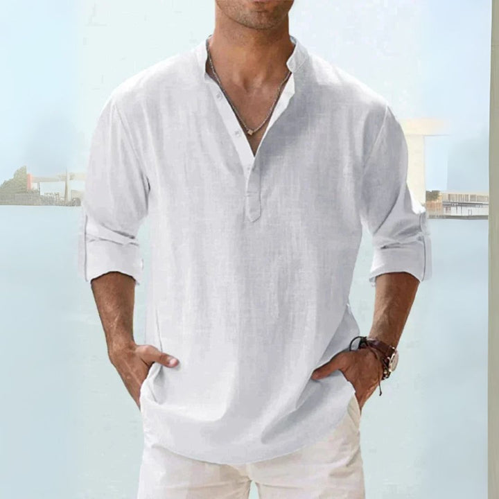 Linen Henley Shirt Men | Loravelle
