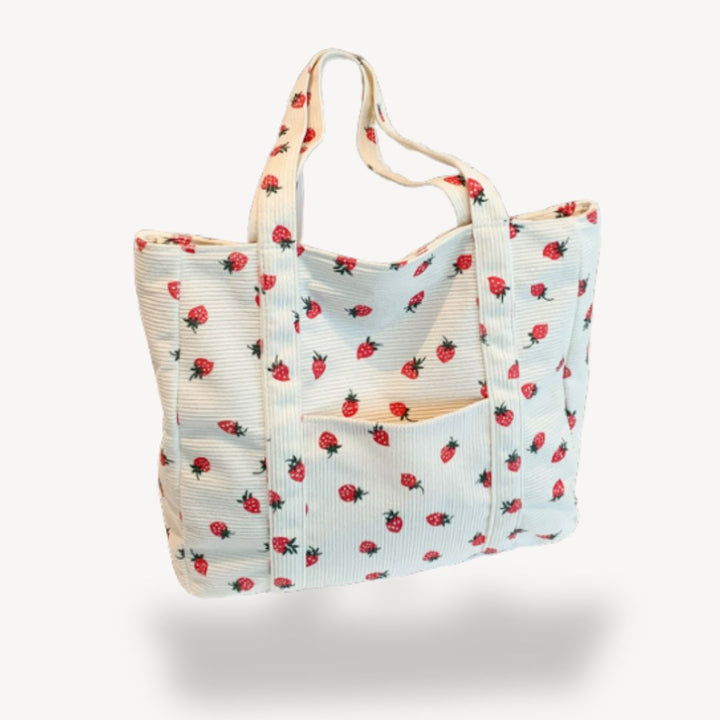 Corduroy Strawberry Tote Bag Women | Loravelle