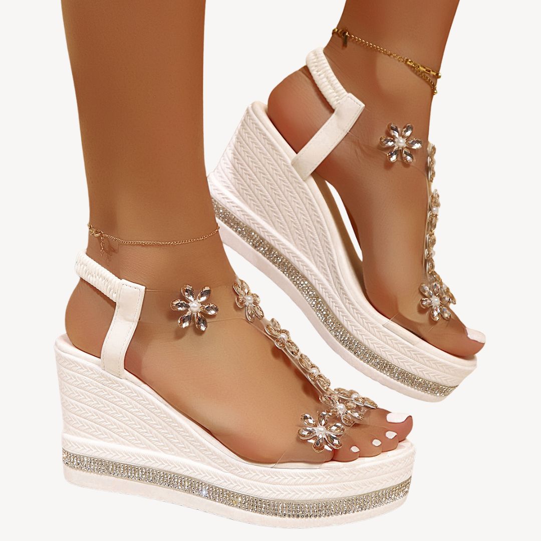 Orthopedic Wedge Sandals Women Floral Clear | Loravelle
