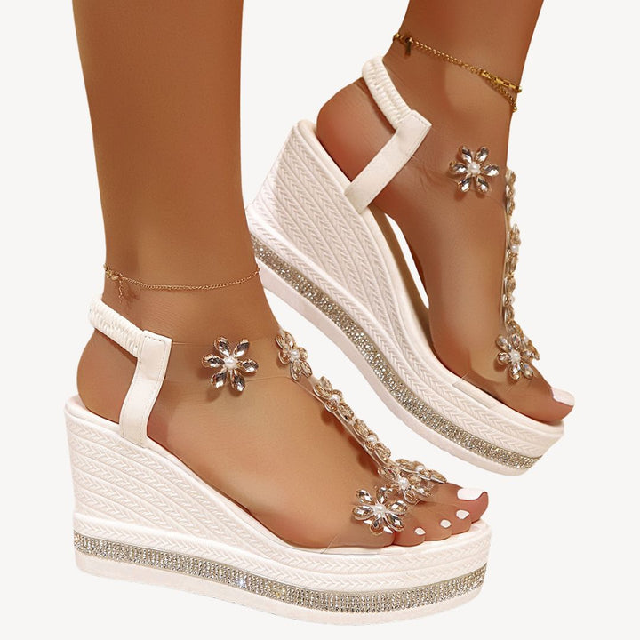 Orthopedic Wedge Sandals Women Floral Clear | Loravelle