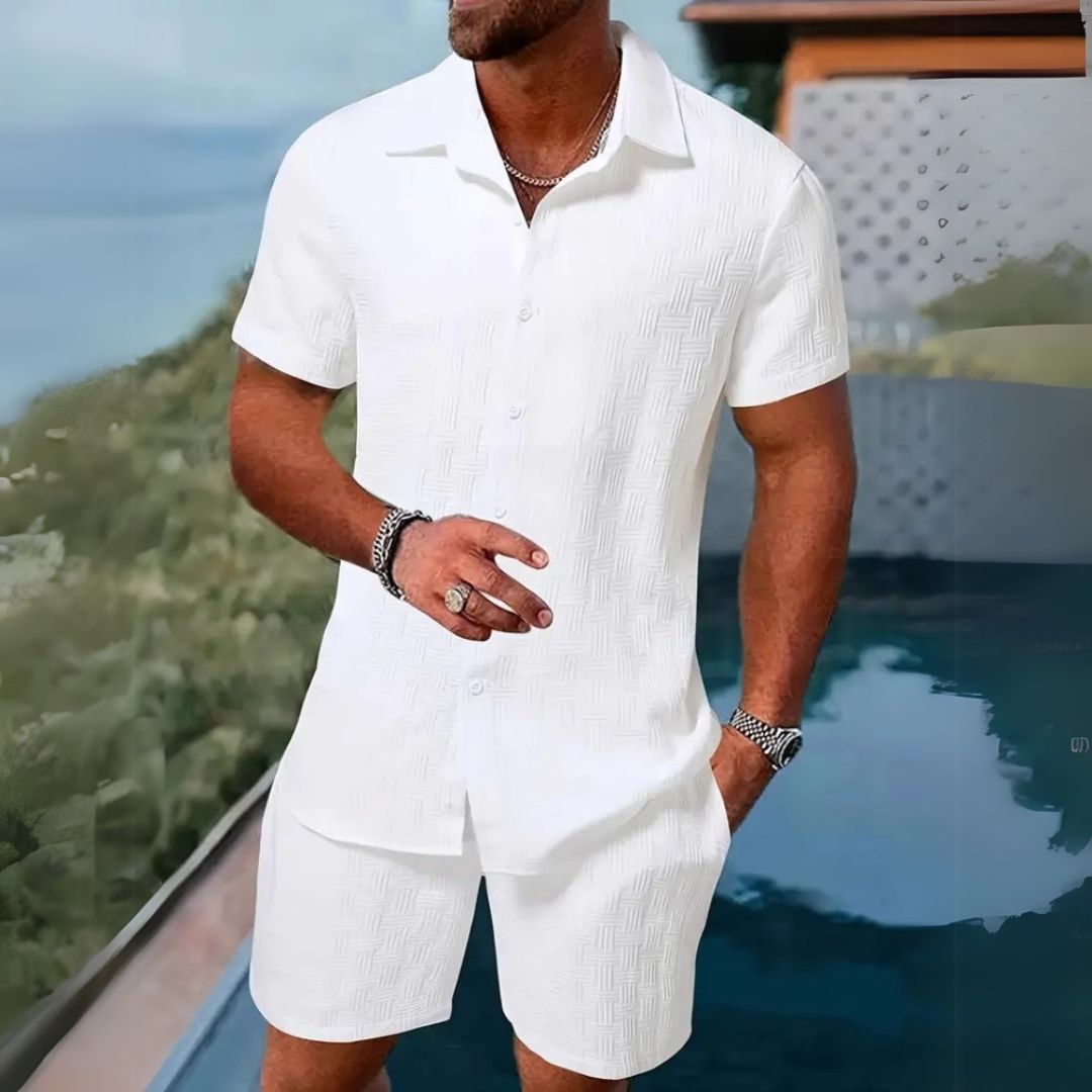 Linen Short Sleeve Shirt Shorts Men | Loravelle