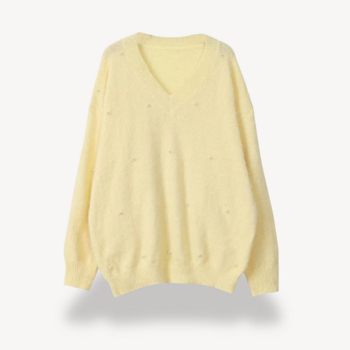 Pearl Detail V-Neck Sweater for Women | Loravelle