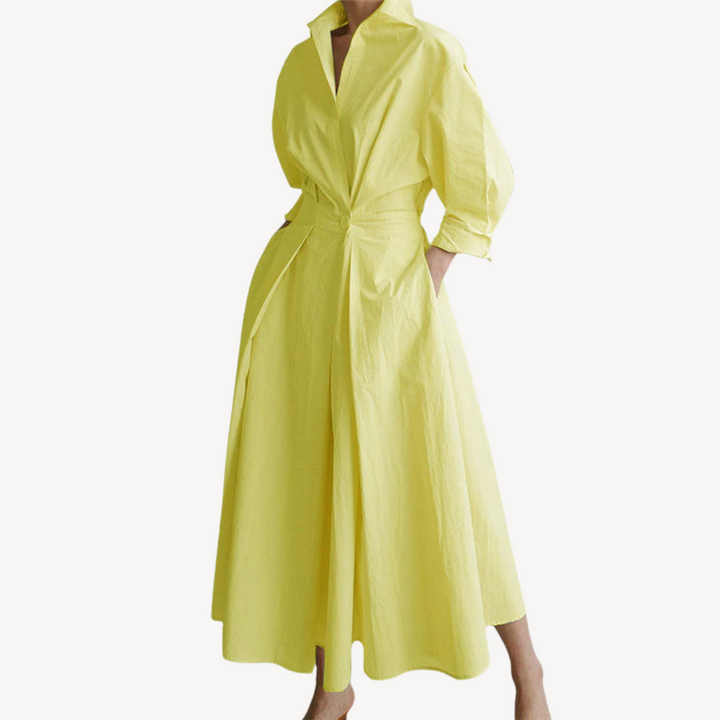 Women's Cotton Linen Blend Shirt Dress | Loravelle