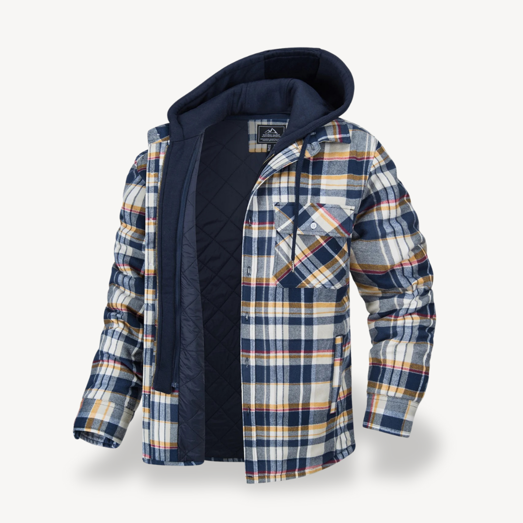 Men's Flannel Hooded Padded Jacket | Loravelle