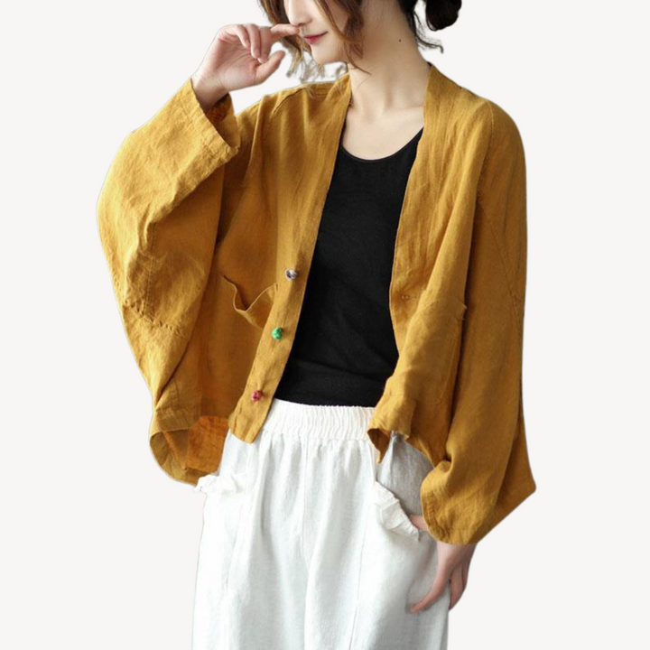 Women's Linen Blend Kimono Jacket Cardigan | Loravelle