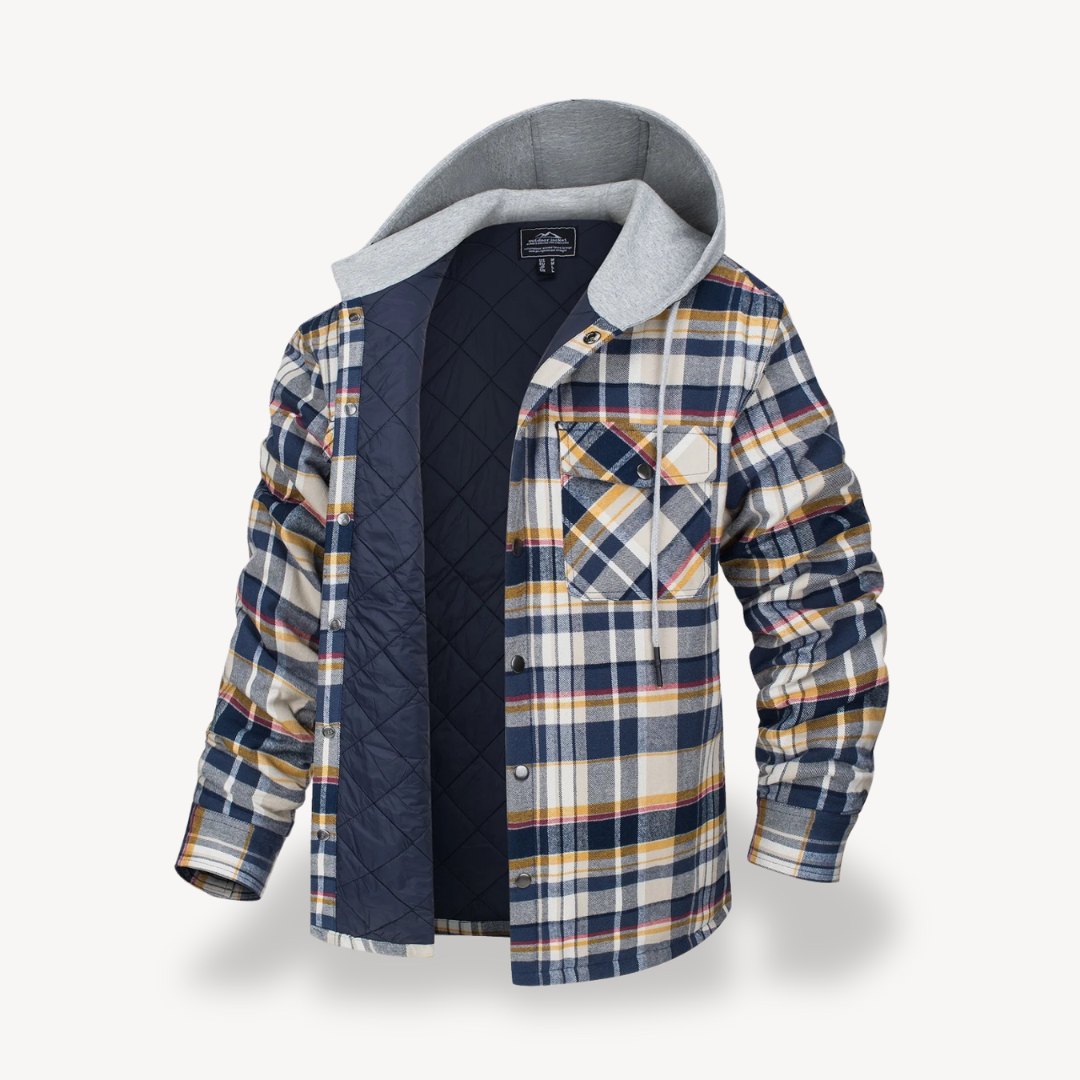 Plaid Quilted Hooded Jacket for Men | Loravelle