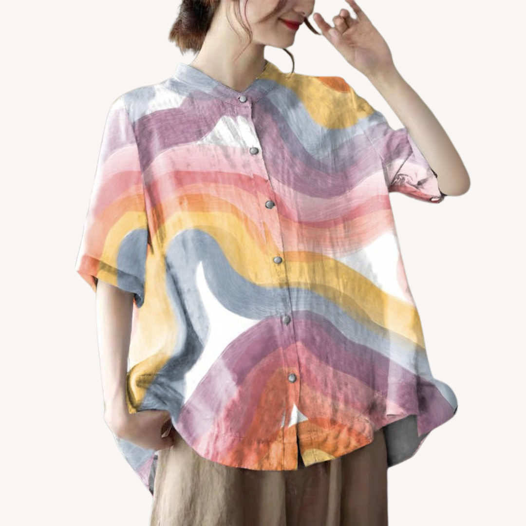 Women's Floral Linen Blend Button Shirt | Loravelle