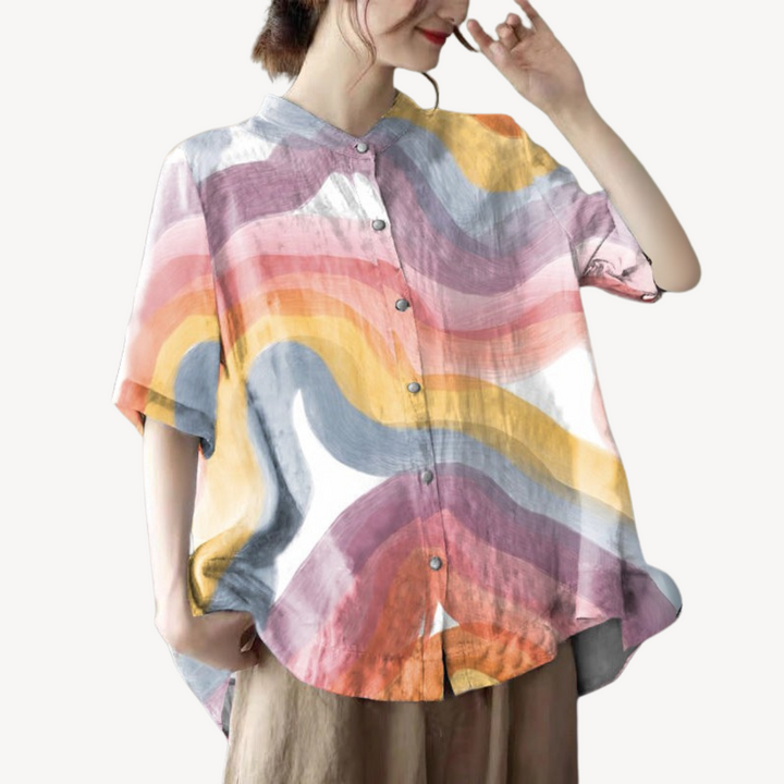 Women's Floral Linen Blend Button Shirt | Loravelle